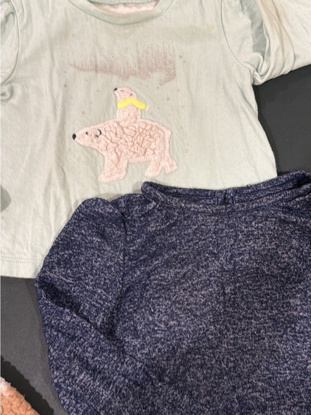 GAP Mint Polar Bear Top with Brown Star Sherpa matching set, carters blue knit - Picture 2 of 3
